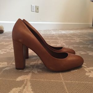 LAUREN Ralph Lauren brown leather block heels